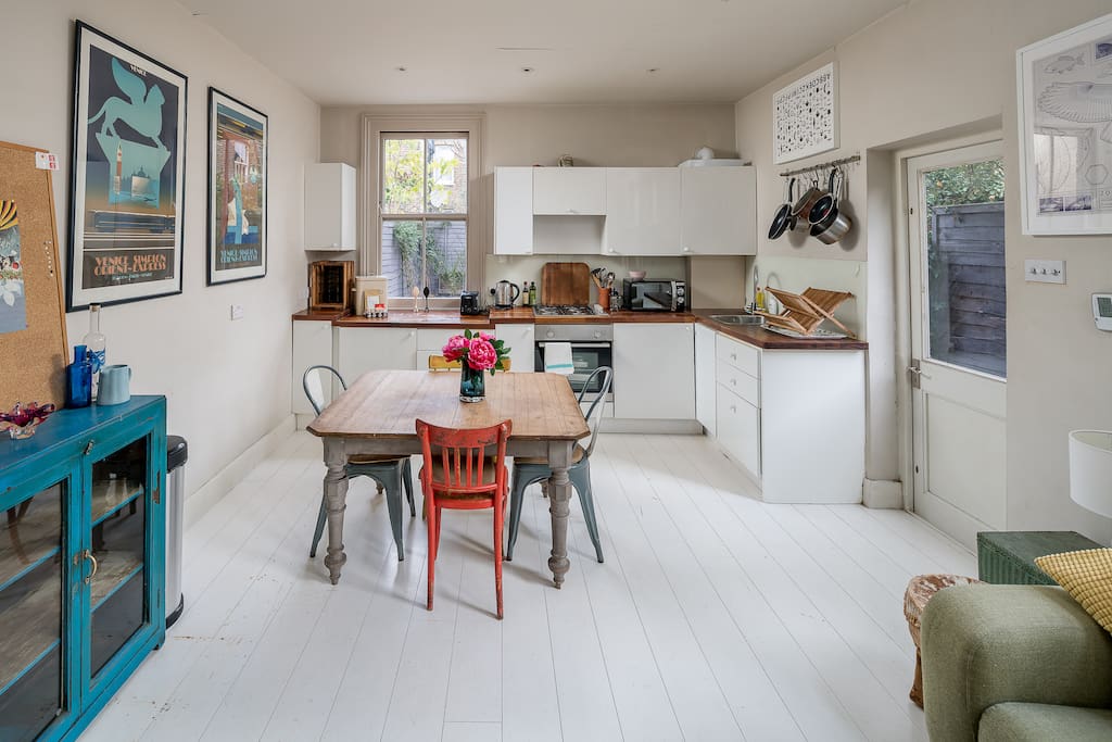 The kitchen is open-plan and has all the appliances you need to cook up a feast.