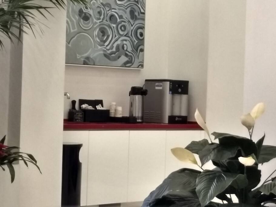 free coffee in the building lobby