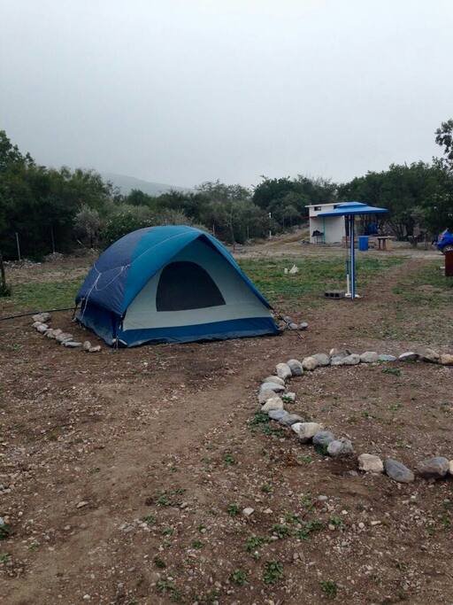 Tent in "La cueva de la gotera" (The leaking cave).