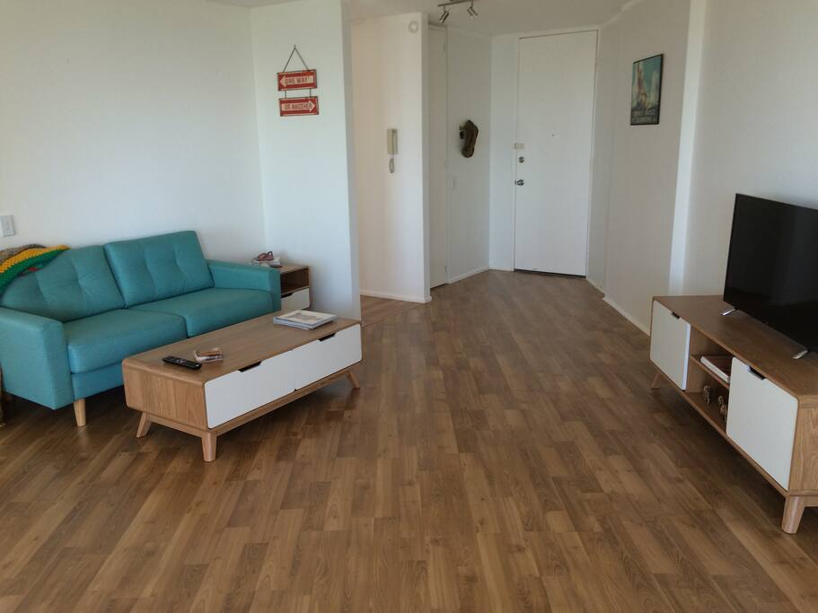 Spacious living room and smart tv