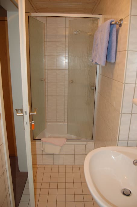 Bad mit Dusche und WC vom Schlafzimmer aus erreichbar