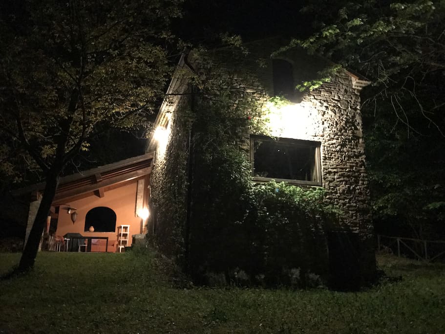 Front of the house at night