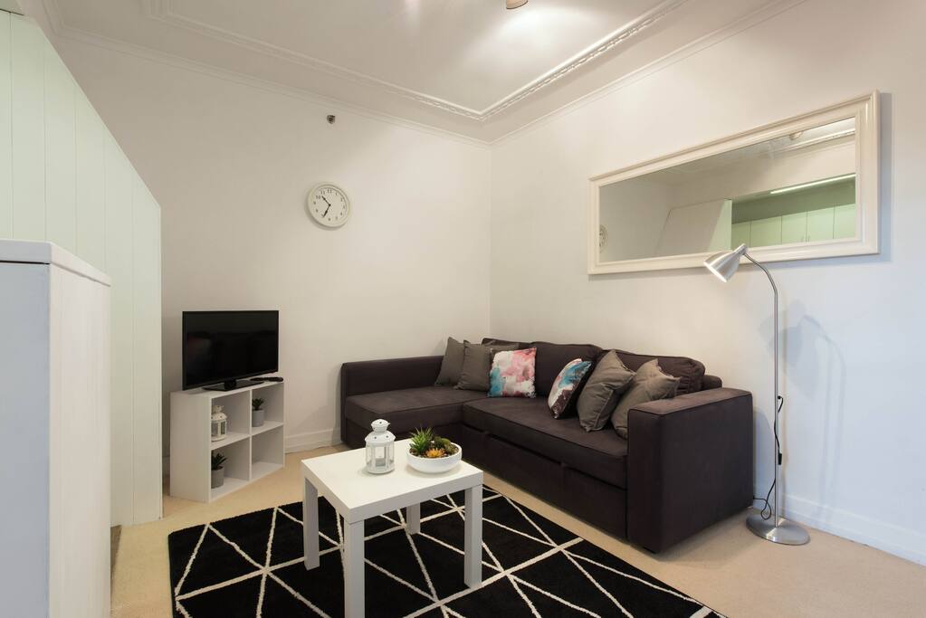 Comfortable lounge which converts into great queen sofa bed.