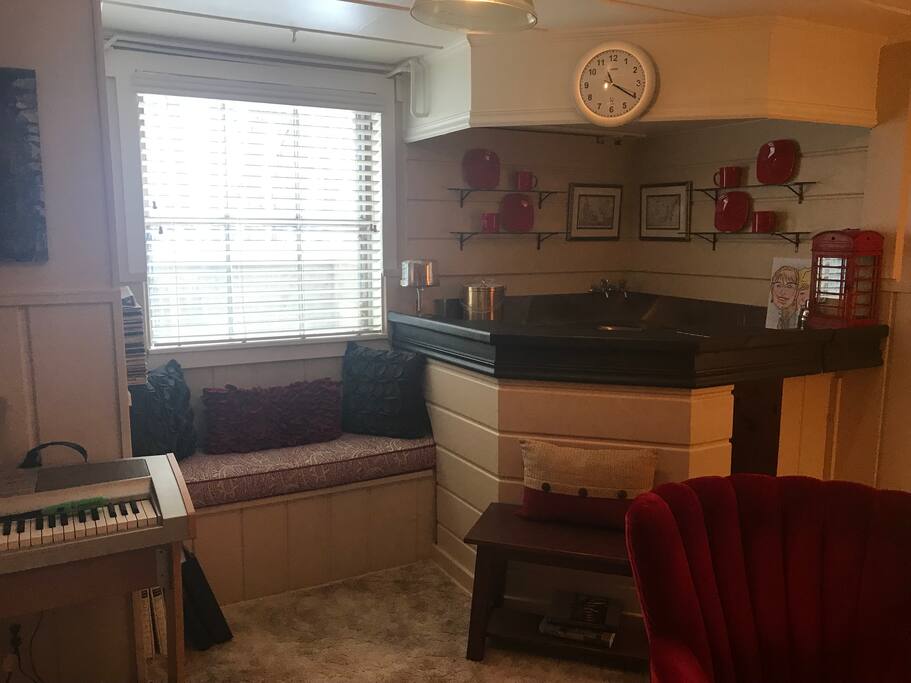 Wet bar and window seat