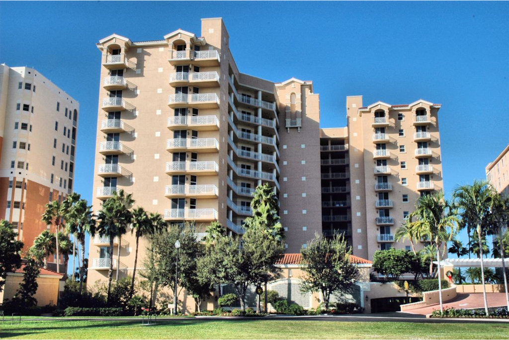 Building front, condo located on West side of the building, opposite this view.