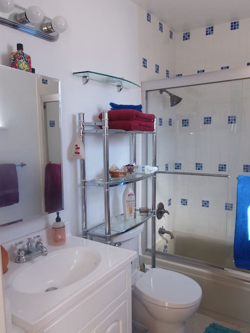 Full size bath with amenities.