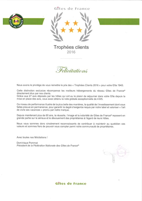 trophée des clients 2016