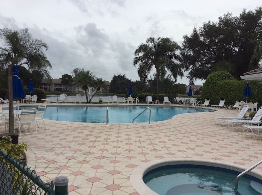 Spacious Pool just steps away from front door!