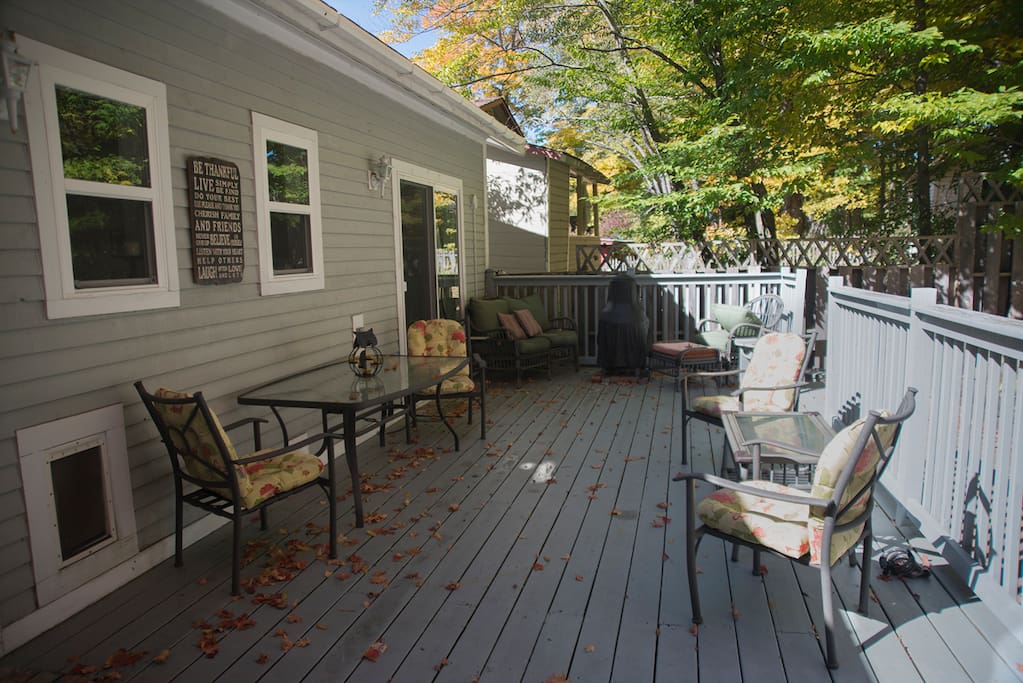 Private deck and backyard