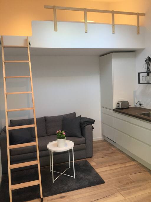 Latter to the bed, sleeping sofa, kitchen