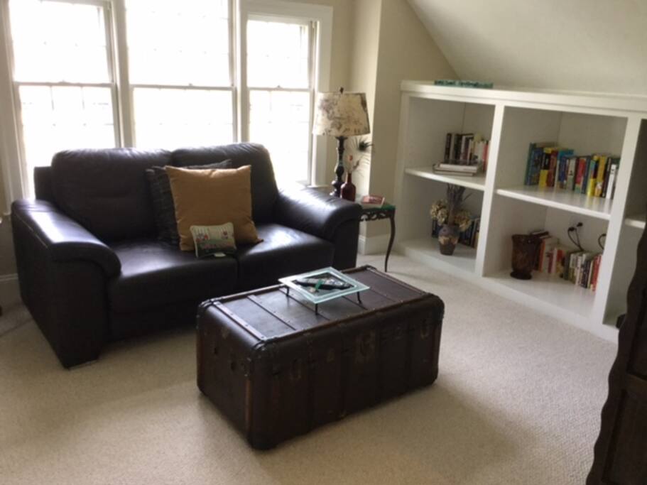 Bright Sitting Area with Bookcase