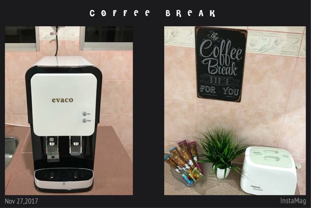 Hot & cold water dispenser with toaster, coffee, tea and milo