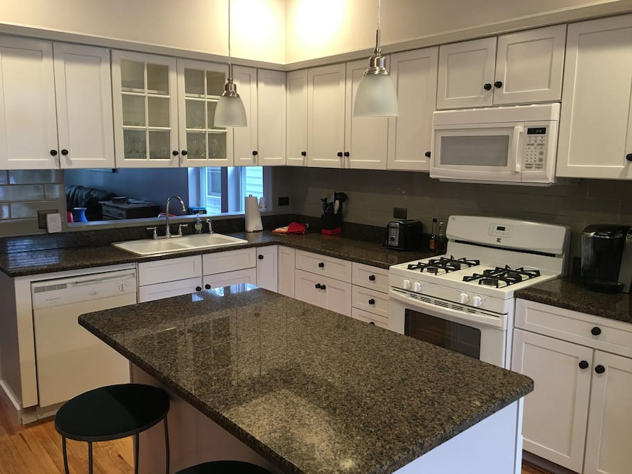 Spacious kitchen, open to living area
