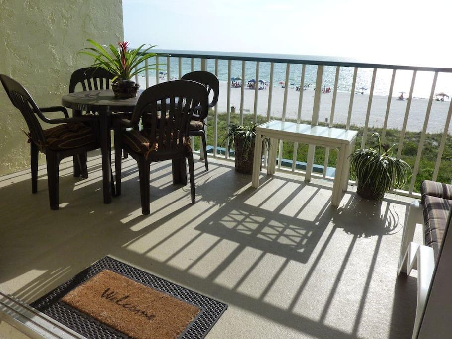Private balcony with table