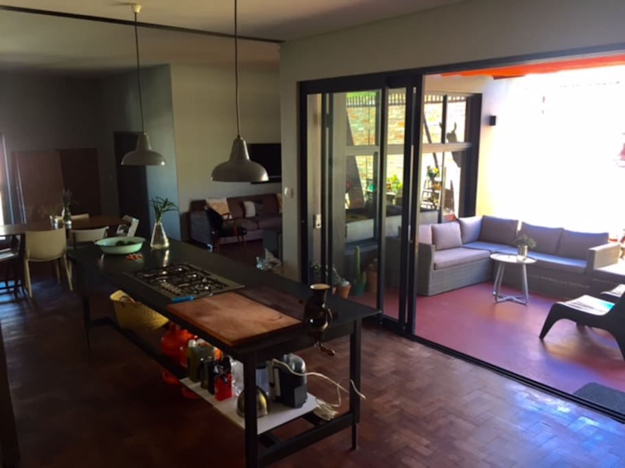Open plan living and outside entertainment area