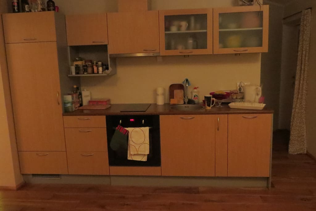 Roomy kitchen with a dish-washer and an oven