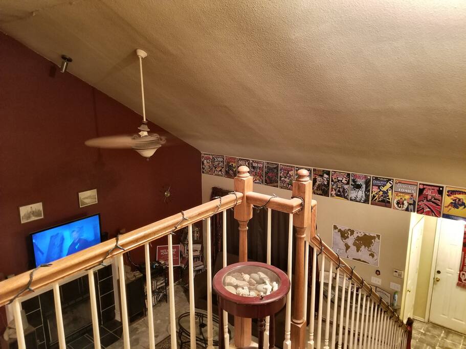 View from upstairs. We are huge Marvel & DC fans :)