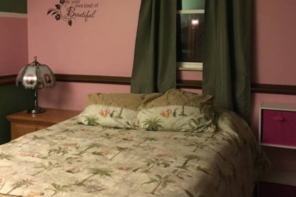 Private room with closet space and drawers for longer stay.