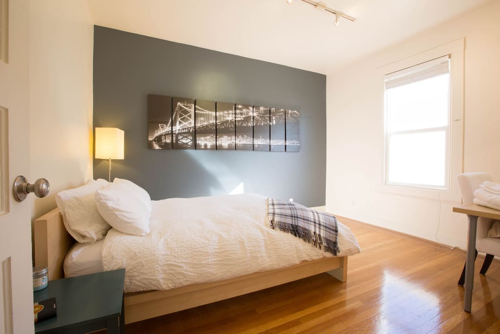 Bedroom with a queen sized comfy bed!