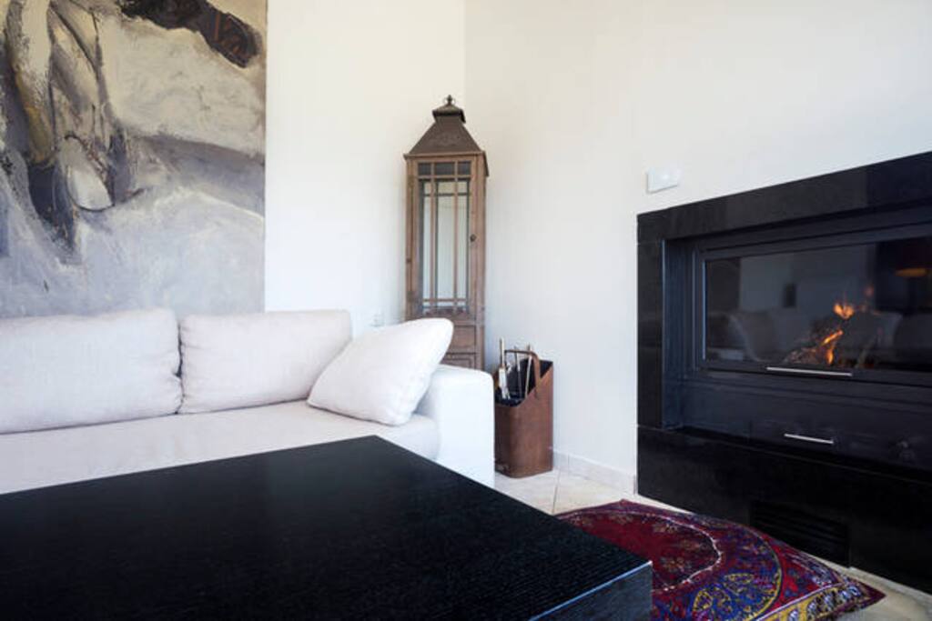living room, fire place and big corner sofa