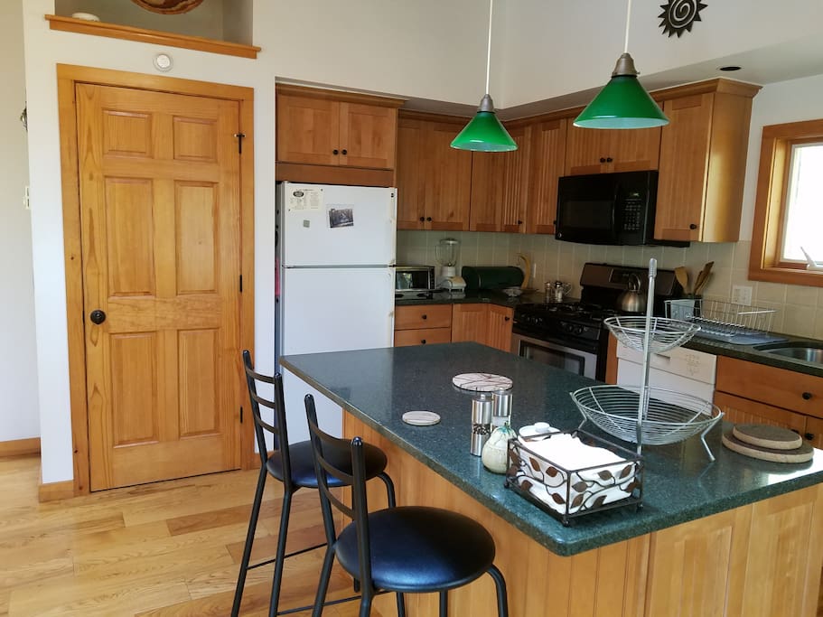 Plenty of pots, cutlery, and prep amenities.