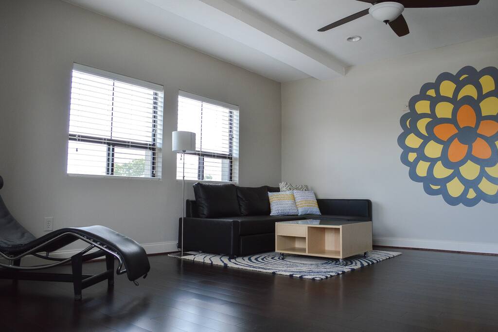 Living room with custom art