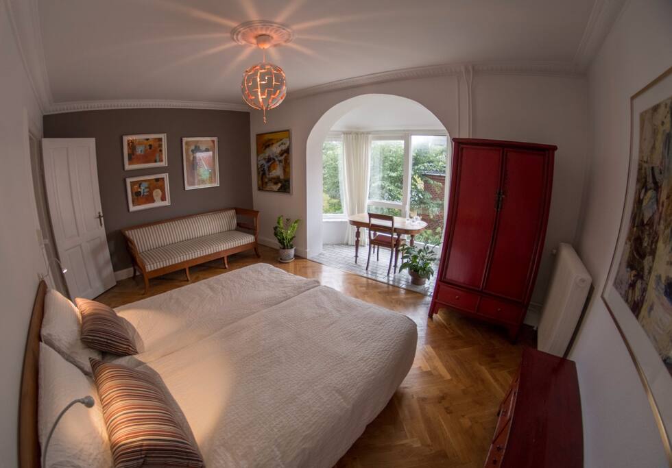 Master bedroom with workplace and sofa....converts to a 180cm bed