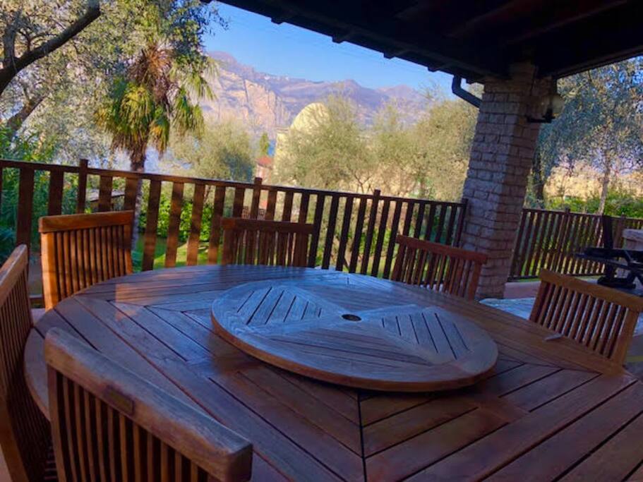 Outside table and lake view