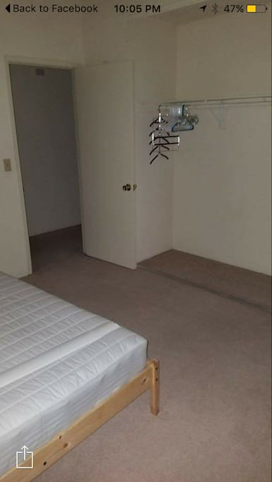 an empty closet for all your clothes; iron and iron table upon request with no charge