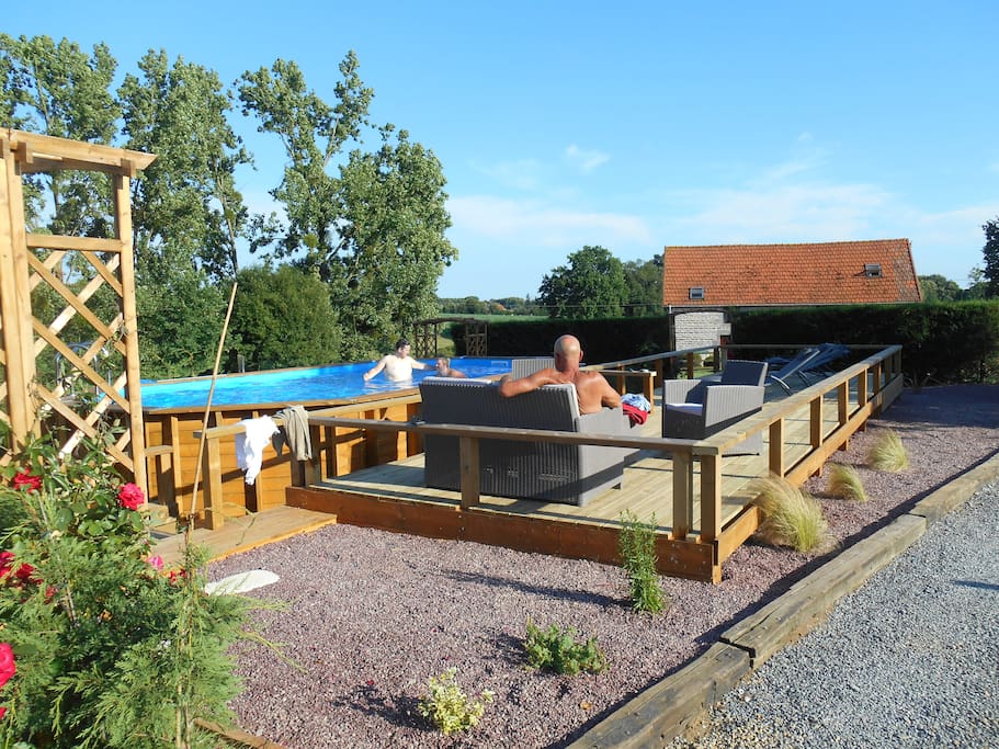 Heated Pool and and sun terrace, solar shower