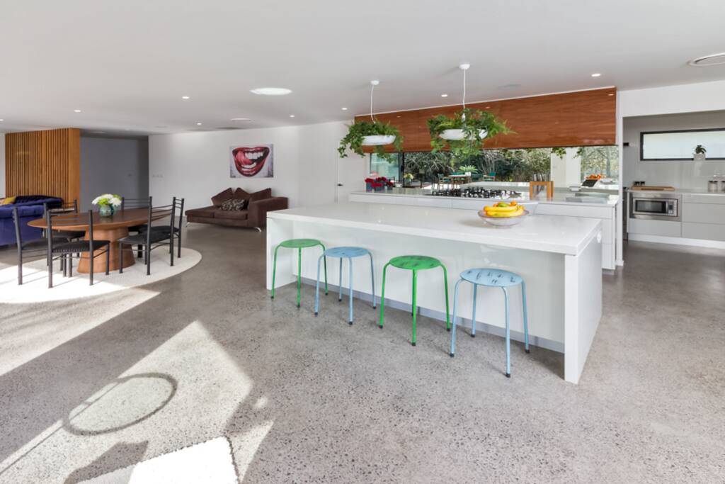 sprawling gourmet kitchen with gas cooking