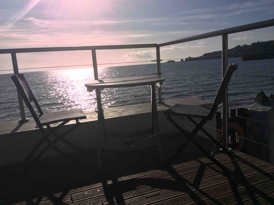 Decking in the autumn morning sunshine