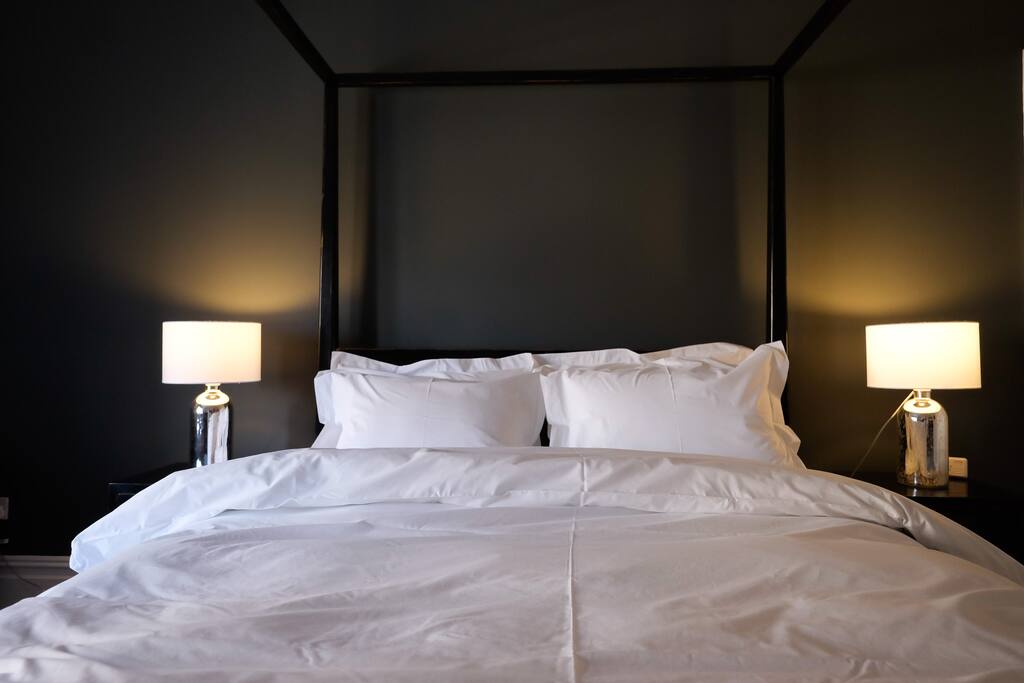 Crisp white bed linen