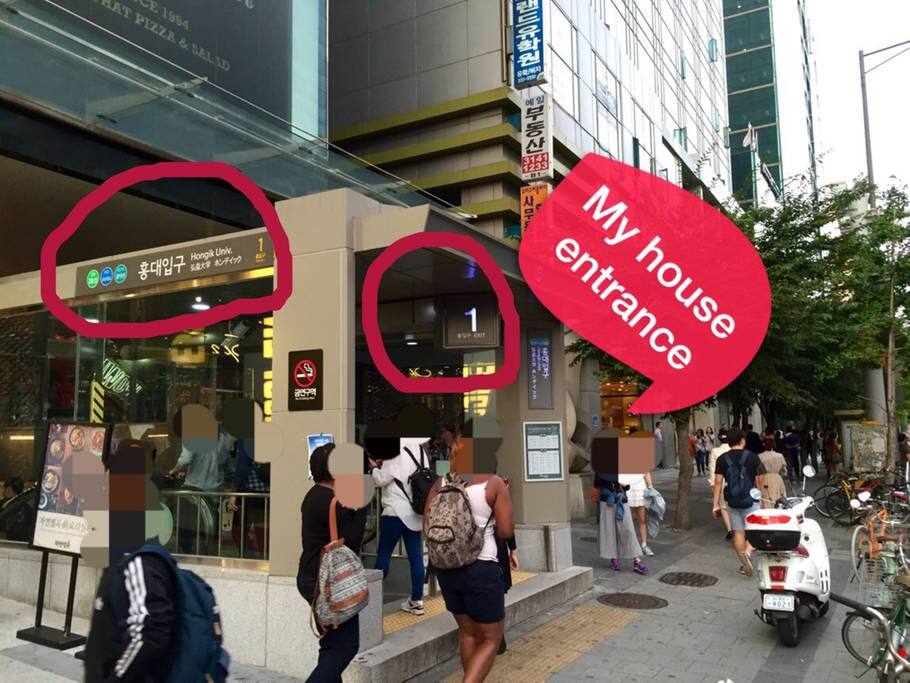 We are connected to hongik UNI staion exit 1