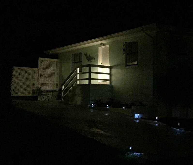 At night.. we put LED lights along the railing.