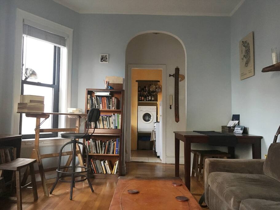 View from living room to kitchen