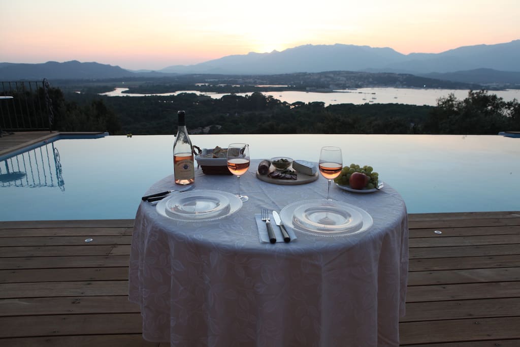 Dine by our infinity pool