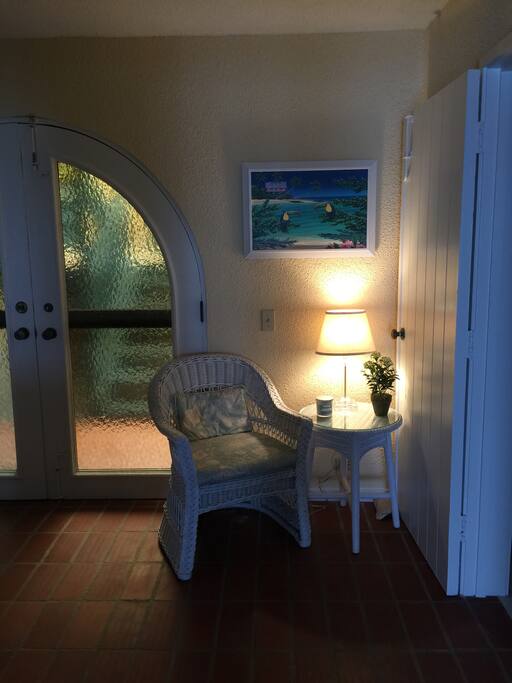 Cozy alcove for private time where you can read and/or make use of WiFi.