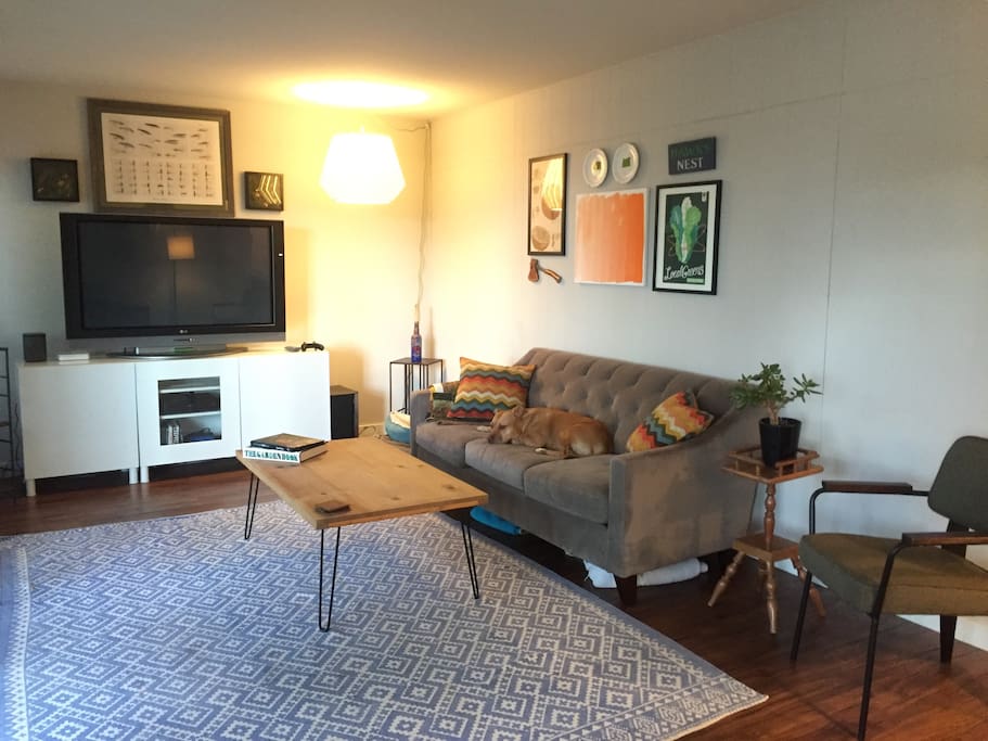 This is our lovely living room, with the attached deck area.
