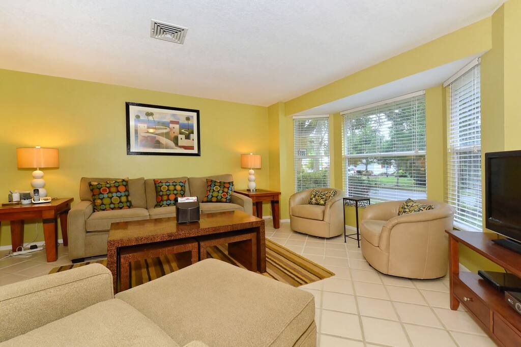 Comfortable living room with flat screen TV