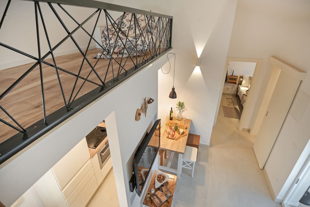 Kitchen and living room with loft