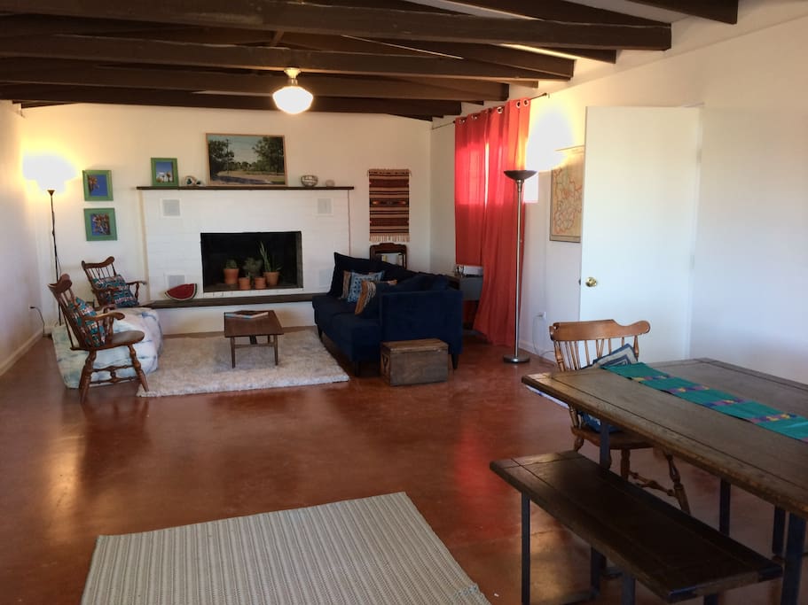 The great room has plenty of space for hanging out or watching movies.