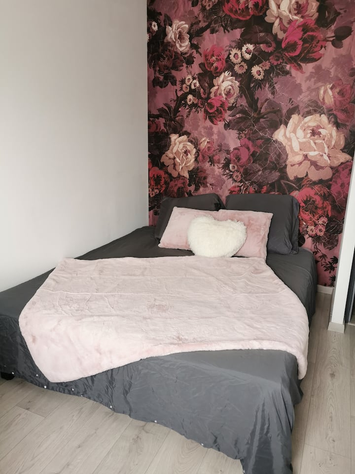Chumba cha kulala cha wageni: kitanda aina ya sofa cha sentimita 160 x 200, godoro halisi