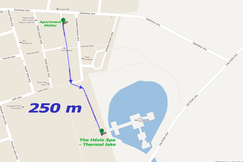 distance from the apartment to the Thermal lake