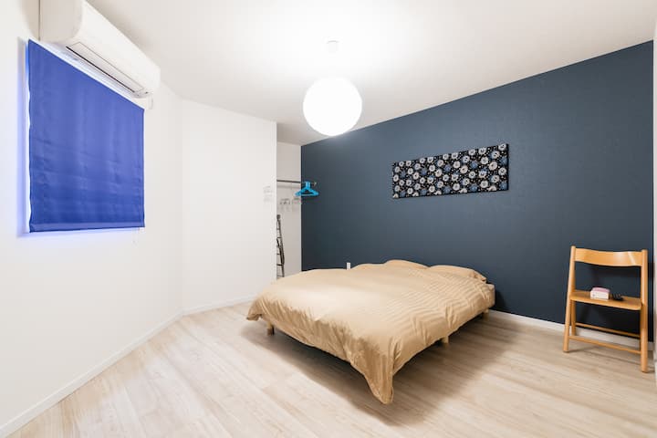 Bedroom 3 (2nd Floor):
There is 1 low bed with mattress for 2 persons,  TV with flexible mount installed. You can adjust the TV angle easily with this mount.

Bedroom 3 (2nd Floor)
There is a mattress and a single low bed, so you can rest up to two people.
This room is equipped with a movable mounted TV (adjustable up, down, left and right).