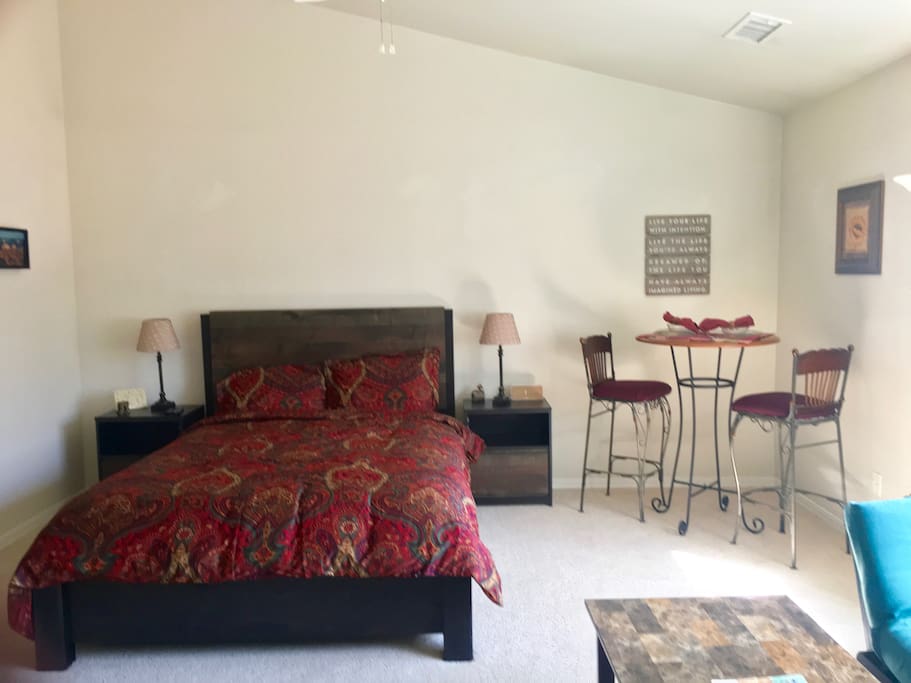 Studio style private room with private bathroom.