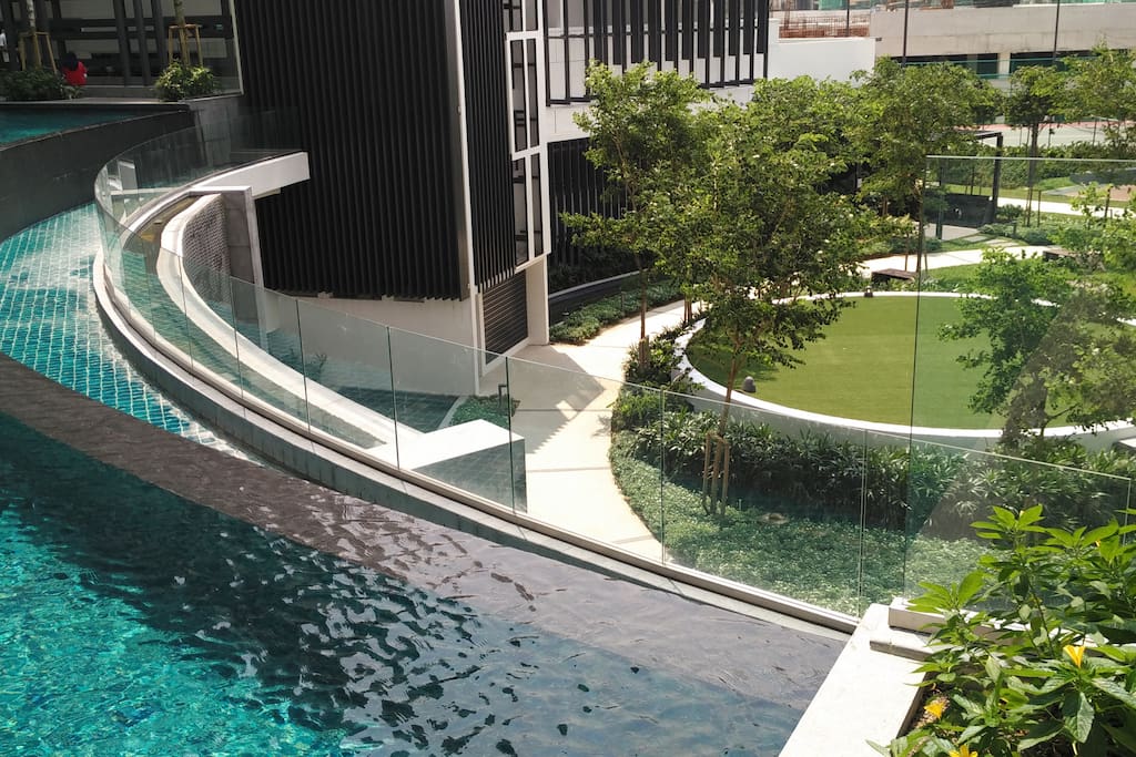 Infinity pool with private spacious garden