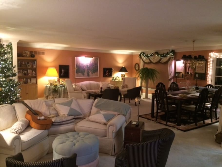 Very large shared Living-Room as seen at Christmas.