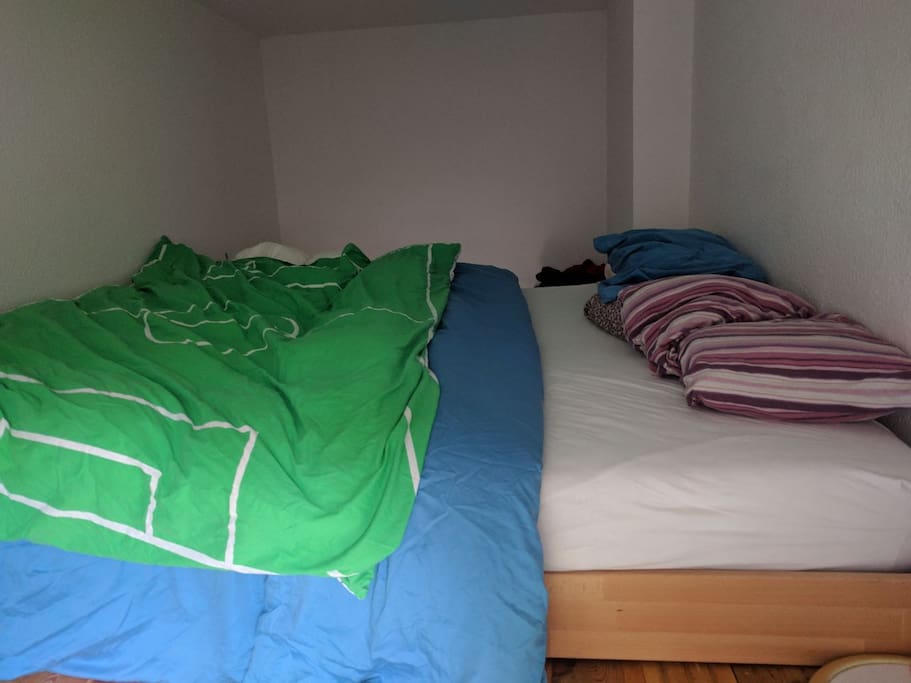 The bed is on an upper level. King Size