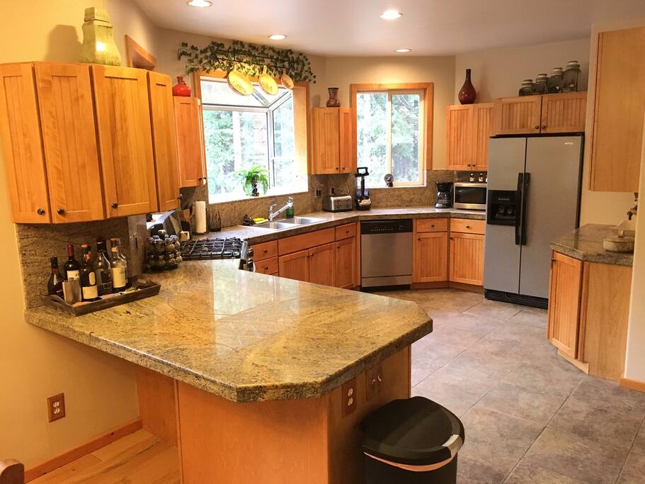 Large kitchen with many amenities